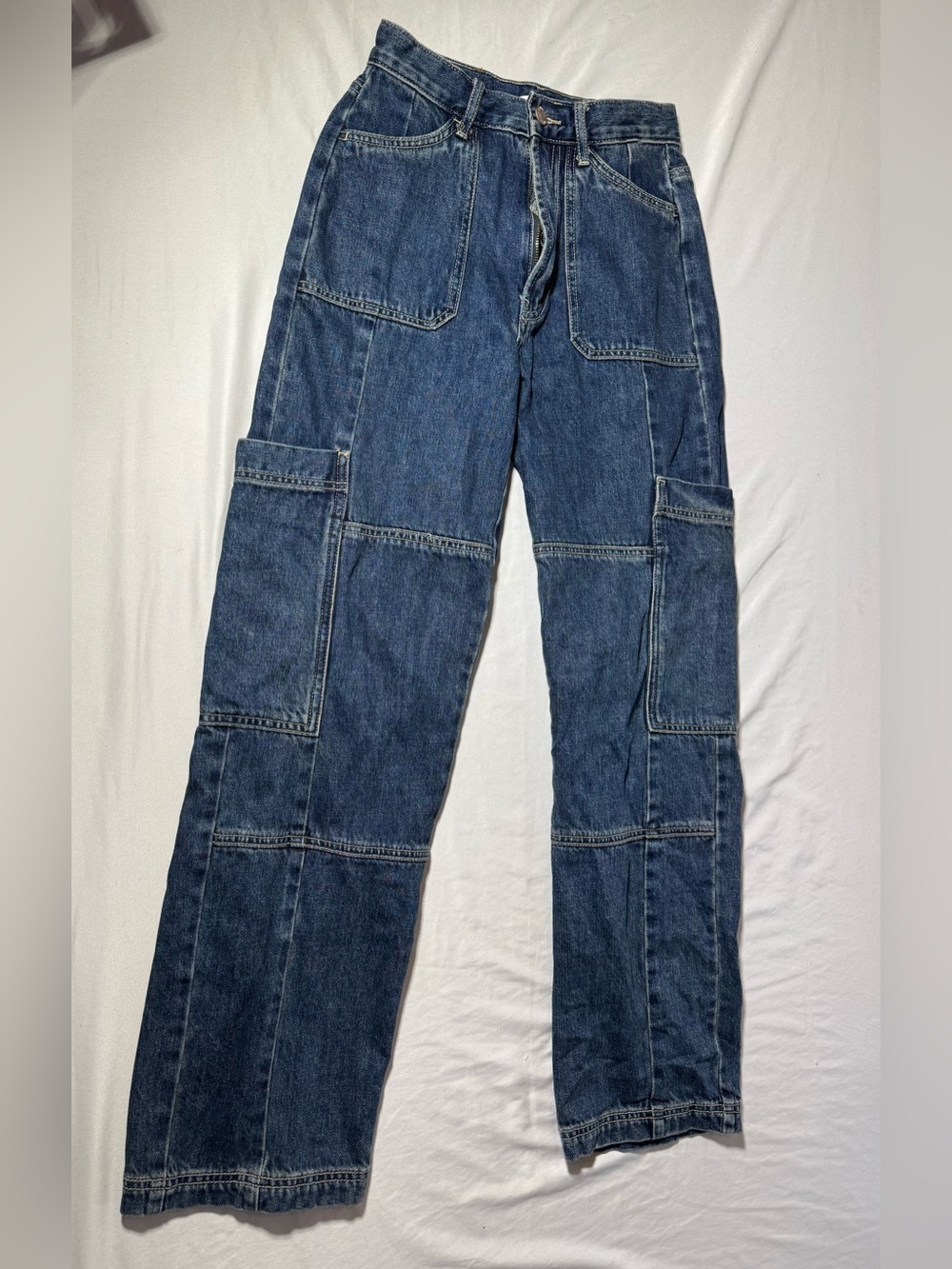 BDG urban outfitters Women’s Dark Blue Patchwork Denim Jeans high rise baggy